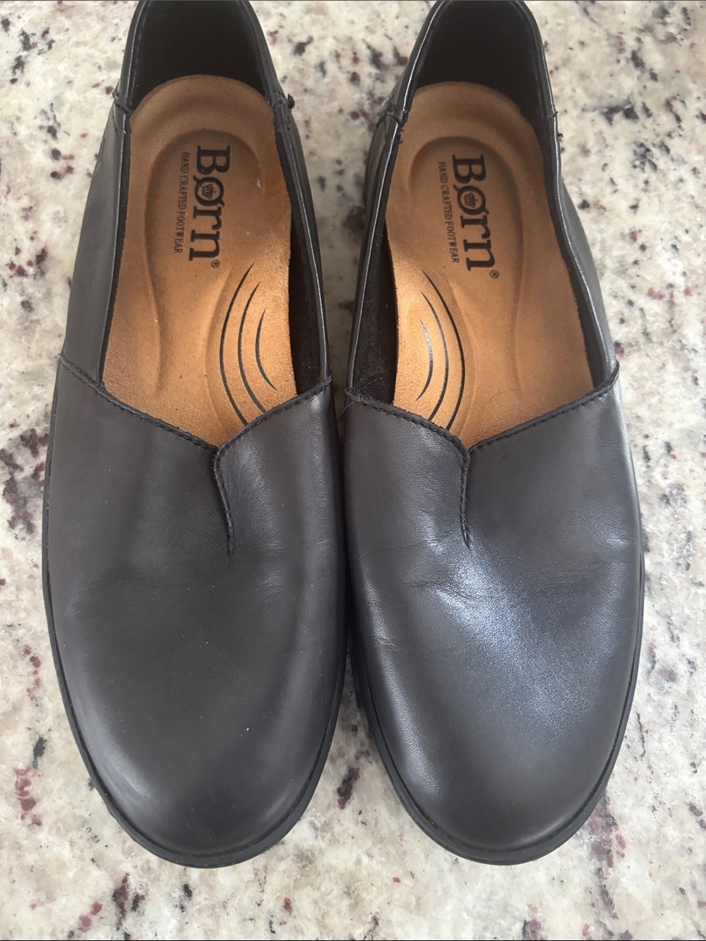 Born Women’s Black Slip-On Leather Shoes - Size 9.5